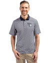 Cleveland Guardians Mono Cutter & Buck Virtue Eco Pique Micro Stripe Recycled Mens Polo Navy Blue/White Front Thumbnail Image