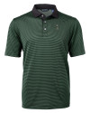 South Florida Bulls Swinging Rocky Cutter & Buck Virtue Eco Pique Micro Stripe Recycled Mens Polo Hunter/Black Mannequin Thumbnail Image