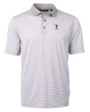 South Florida Bulls Swinging Rocky Cutter & Buck Virtue Eco Pique Micro Stripe Recycled Mens Polo Polished/White Mannequin Thumbnail Image