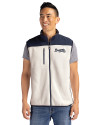 Atlanta Braves Mono Cutter & Buck Cascade Eco Fleece Mens Vest Shell/Navy Blue Front Thumbnail Image