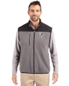 New York Yankees Mono Cutter & Buck Cascade Eco Fleece Mens Vest Elemental Grey/Black Front Thumbnail Image