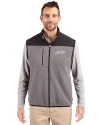 New York Jets Mono Cutter & Buck Cascade Eco Fleece Mens Vest Elemental Grey/Black Front Thumbnail Image