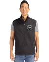 View image 1: New York Mets Monochromatic Cutter & Buck Charter Recycled Packable Mens Big & Tall Full Zip Vest Black Front