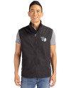 Cleveland Guardians Mono Cutter & Buck Charter Eco Full-Zip Mens Big & Tall Vest Black Front Thumbnail Image