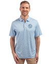 New York Yankees Mono Cutter & Buck Forge Eco Double Stripe Stretch Recycled Mens Big &Tall Polo Atlas/White Front Thumbnail Image