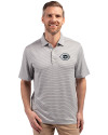 Cincinnati Reds Mono Cutter & Buck Forge Eco Double Stripe Stretch Recycled Mens Big &Tall Polo Polished/White Front Thumbnail Image