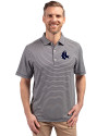 Boston Red Sox Mono Cutter & Buck Forge Eco Double Stripe Stretch Recycled Mens Big &Tall Polo Navy Blue/White Front Thumbnail Image