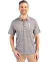 View image 7: Minnesota Twins Monochromatic Cutter & Buck Forge Recycled Heather Stripe Four-Way Stretch Mens Big & Tall Polo Elemental Grey Heather Front