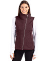 View image 1: Cutter & Buck Mainsail Sweater-Knit Womens Full Zip Asymmetrical Vest Bordeaux Heather Front