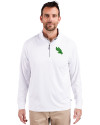 North Texas Mean Green Cutter & Buck Adapt Eco Knit Stretch Recycled Mens Quarter Zip Pullover White Front Thumbnail Image