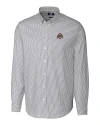 Ohio State Buckeyes- Cutter & Buck Stretch Oxford Stripe Mens Long Sleeve Dress Shirt Charcoal Mannequin Thumbnail Image