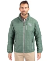 North Texas Mean Green Cutter & Buck Rainier PrimaLoft® Mens Eco Insulated Full Zip Puffer Jacket Hunter Melange Front Thumbnail Image