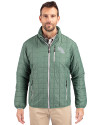 North Texas Mean Green Cutter & Buck Rainier PrimaLoft® Mens Eco Insulated Full Zip Puffer Jacket Hunter Melange Front Thumbnail Image