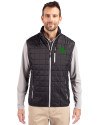 View image 1: North Texas Mean Green Cutter & Buck Rainier Recycled Insulated Puffer Mens Full Zip Vest Black Front