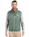 North Texas Mean Green Cutter & Buck Rainier PrimaLoft® Mens Eco Insulated Full Zip Puffer Vest Hunter Melange Front Thumbnail Image