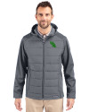 North Texas Mean Green Cutter & Buck Evoke Hybrid Softshell Recycled Full Zip Mens Hooded Jacket Elemental Grey Front Thumbnail Image