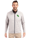 North Texas Mean Green Cutter & Buck Adapt Eco Knit Hybrid Recycled Mens Big & Tall Full Zip Jacket Polished Medium Gray Front Thumbnail Image