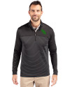 North Texas Mean Green Cutter & Buck Traverse Stretch Eco Stripe Quarter Zip Mens Big and Tall Pullover Black Front Thumbnail Image