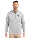 North Texas Mean Green Cutter & Buck Adapt Eco Knit Heather Mens Big & Tall Quarter Zip Pullover Polished Heather Front Thumbnail Image