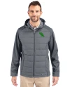 North Texas Mean Green Cutter & Buck Evoke Hybrid Eco Softshell Recycled Full Zip Mens Big & Tall Hooded Jacket Elemental Grey Front Thumbnail Image