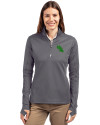 North Texas Mean Green Cutter & Buck Traverse Stretch Eco Quarter Zip Womens Pullover Elemental Grey Front Thumbnail Image