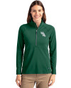 North Texas Mean Green Cutter & Buck Adapt Eco Knit Stretch Recycled Womens Half Zip Pullover Hunter Green Front Thumbnail Image