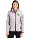 North Texas Mean Green Cutter & Buck Rainier PrimaLoft®  Womens Eco Insulated Full Zip Puffer Jacket Polished Medium Gray Front Thumbnail Image