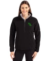 North Texas Mean Green Cutter & Buck Cascade Eco Fleece Womens Pullover Jacket Black Front Thumbnail Image