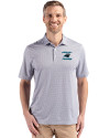 Carolina Panthers Historic Cutter & Buck Pike Eco Diamond Dot Print Recycled Mens Big & Tall Polo Black Front Thumbnail Image