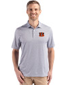 Cincinnati Bengals Cutter & Buck Pike Eco Diamond Dot Print Recycled Mens Polo Black Front Thumbnail Image