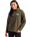 San Francisco 49ers Mono Cutter & Buck Hunts Point Eco Textured Fleece Recycled Womens Snap Pullover Poplar Front Thumbnail Image