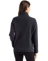 Los Angeles Rams NFL Helmet Cutter & Buck Hunts Point Eco Textured Fleece Recycled Womens Snap Pullover Black Back Thumbnail Image