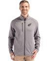Arizona Cardinals Americana Cutter & Buck Peshastin Recycled Grid Fleece Mens Full Zip Jacket Elemental Grey Heather Front Thumbnail Image