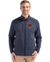 Chicago Bears Historic Cutter & Buck Peshastin Fleece Recycled Mens Full Zip Jacket Navy Blue Heather Front Thumbnail Image