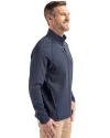 New England Patriots Mono Cutter & Buck Peshastin Fleece Recycled Mens Full Zip Jacket Navy Blue Heather Side Thumbnail Image