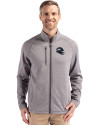 Seattle Seahawks NFL Helmet Cutter & Buck Peshastin Fleece Recycled Mens Full Zip Jacket Elemental Grey Heather Front Thumbnail Image