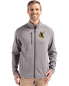 Pittsburgh Steelers Historic Cutter & Buck Peshastin Fleece Recycled Mens Full Zip Jacket Elemental Grey Heather Front Thumbnail Image