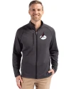 Arizona Cardinals Historic Cutter & Buck Peshastin Fleece Recycled Mens Full Zip Jacket Black Heather Front Thumbnail Image