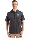 Los Angeles Rams Historic Cutter & Buck Pike Recycled Shadow Check Print Mens Big & Tall Polo Black Front Thumbnail Image