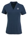 View image 11: Chicago Bears Monochromatic Cutter & Buck Forge Recycled Four-Way Stretch Heathered Womens Blade Top Dark Navy Blue Heather Mannequin