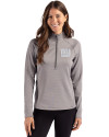 New York Giants Cutter & Buck Peshastin Fleece Recycled Womens Half Zip Pullover Elemental Grey Heather Front Thumbnail Image