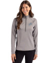 Detroit Lions Mono Cutter & Buck Peshastin Fleece Recycled Womens Half Zip Pullover Elemental Grey Heather Front Thumbnail Image