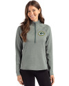 Green Bay Packers Cutter & Buck Peshastin Fleece Recycled Womens Half Zip Pullover Hunter Heather Front Thumbnail Image