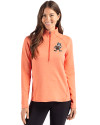 Cleveland Browns Historic Cutter & Buck Peshastin Fleece Recycled Womens Half Zip Pullover College Orange Heather Front Thumbnail Image