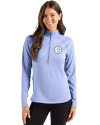 Pittsburgh Steelers Monochromatic Cutter & Buck Peshastin Recycled Grid Fleece Womens Half Zip Pullover Hyacinth Heather Front Thumbnail Image