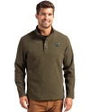 Carolina Panthers Mono Cutter & Buck Hunts Point Eco Textured Fleece Recycled Mens Snap Pullover Poplar Front Thumbnail Image