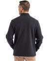 New England Patriots Mono Cutter & Buck Hunts Point Eco Textured Fleece Recycled Mens Snap Pullover Black Back Thumbnail Image