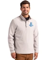 View image 4: Detroit Lions Historic Cutter & Buck Hunts Point Recycled Fleece Mens Hybrid Snap Placket Pullover Polished Medium Gray Front