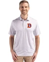 Denver Broncos Historic Cutter & Buck Pike Eco Flora Print Recycled Mens Big & Tall Polo Polished Medium Gray Front Thumbnail Image