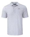 Los Angeles Chargers Mono Cutter & Buck Pike Eco Flora Print Recycled Mens Polo Polished Medium Gray Mannequin Thumbnail Image